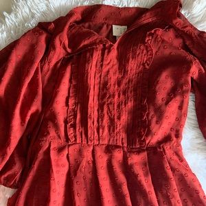 Red Tied Collar Short Dress
